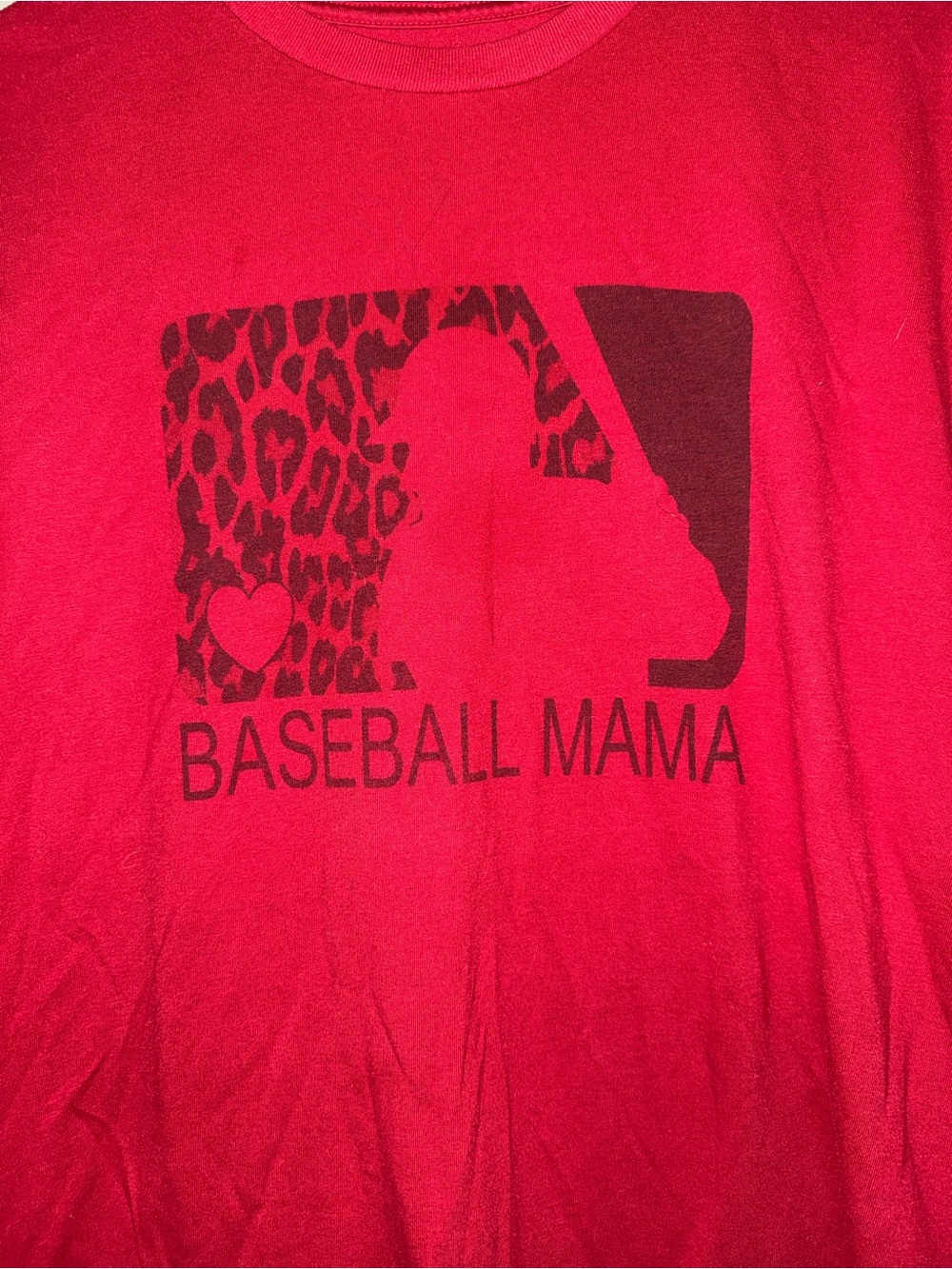 George Red 'Baseball Mama' Graphic Tee with Leopard Accent